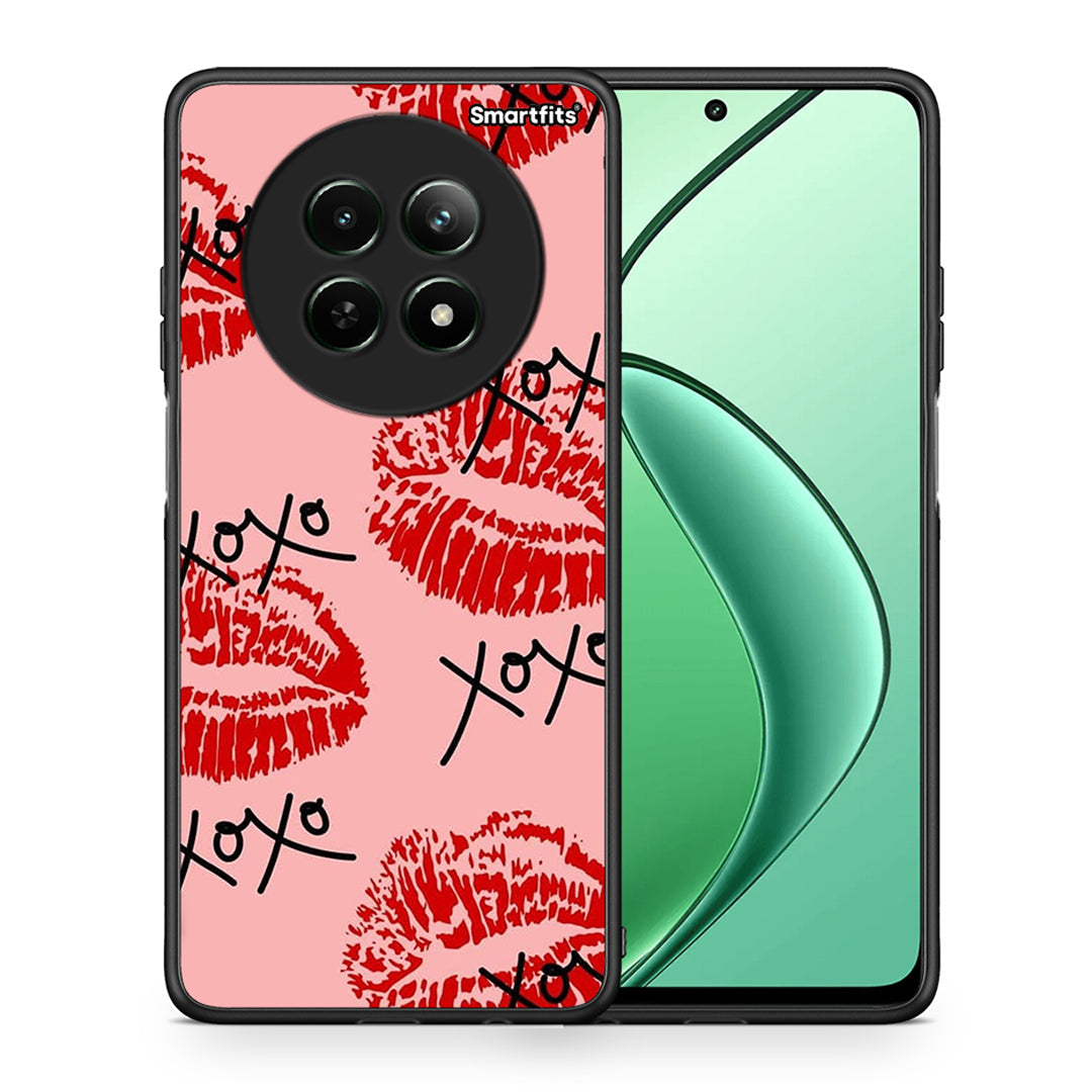 Θήκη Realme 12 5G XOXO Lips από τη Smartfits με σχέδιο στο πίσω μέρος και μαύρο περίβλημα | Realme 12 5G XOXO Lips case with colorful back and black bezels