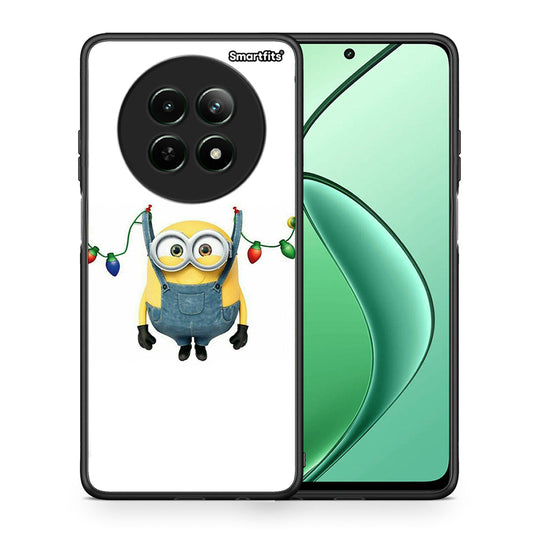 Θήκη Realme 12 5G Xmas Minion Lights από τη Smartfits με σχέδιο στο πίσω μέρος και μαύρο περίβλημα | Realme 12 5G Xmas Minion Lights case with colorful back and black bezels