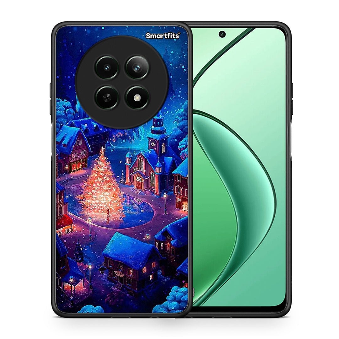 Θήκη Realme 12 5G Xmas Village από τη Smartfits με σχέδιο στο πίσω μέρος και μαύρο περίβλημα | Realme 12 5G Xmas Village case with colorful back and black bezels