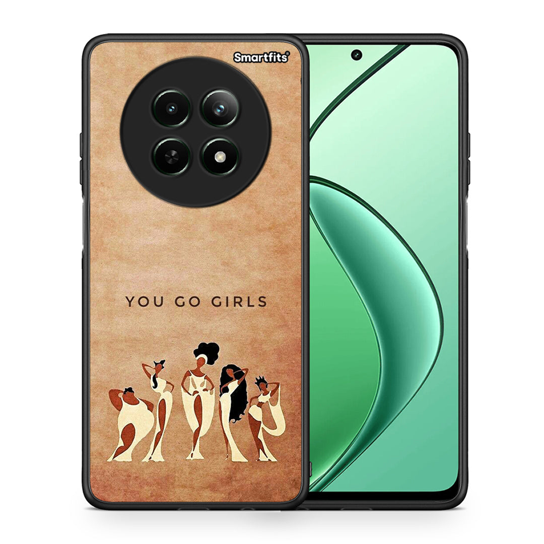 Θήκη Realme 12 5G You Go Girl από τη Smartfits με σχέδιο στο πίσω μέρος και μαύρο περίβλημα | Realme 12 5G You Go Girl case with colorful back and black bezels