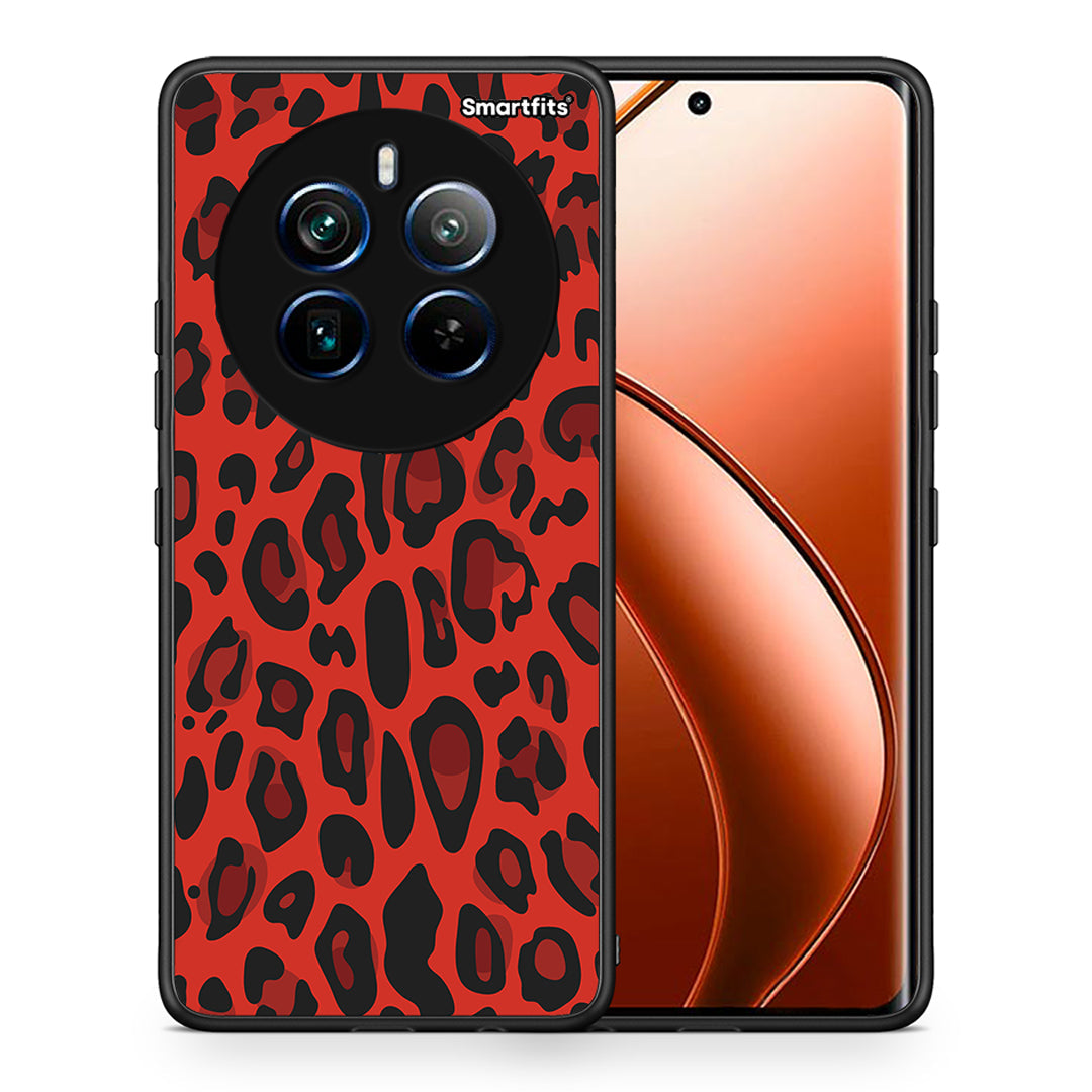 Θήκη Realme 12 Pro 5G / 12 Pro+ Red Leopard Animal από τη Smartfits με σχέδιο στο πίσω μέρος και μαύρο περίβλημα | Realme 12 Pro 5G / 12 Pro+ Red Leopard Animal case with colorful back and black bezels