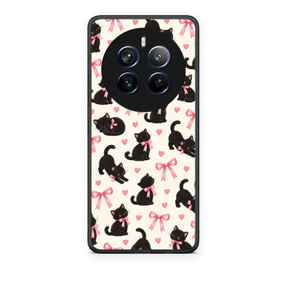 Θήκη Realme 12 Pro 5G / 12 Pro+ Black Kittens and Pink Bows on Cream Small από τη Smartfits με σχέδιο στο πίσω μέρος και μαύρο περίβλημα | Realme 12 Pro 5G / 12 Pro+ Black Kittens and Pink Bows on Cream Small case with colorful back and black bezels