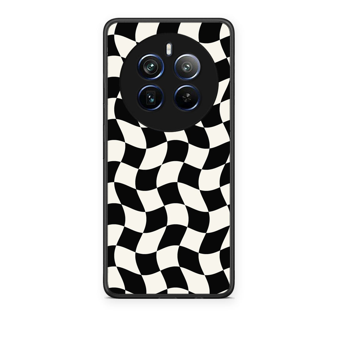 Θήκη Realme 12 Pro 5G / 12 Pro+ Black and Cream Wavy Checkerboard από τη Smartfits με σχέδιο στο πίσω μέρος και μαύρο περίβλημα | Realme 12 Pro 5G / 12 Pro+ Black and Cream Wavy Checkerboard case with colorful back and black bezels