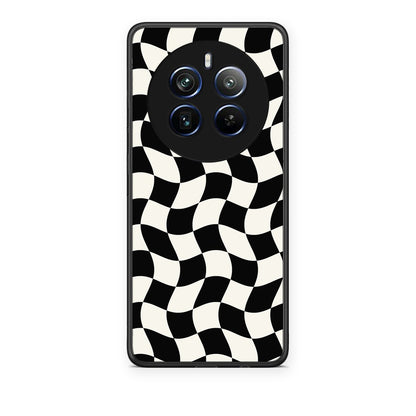 Θήκη Realme 12 Pro 5G / 12 Pro+ Black and Cream Wavy Checkerboard από τη Smartfits με σχέδιο στο πίσω μέρος και μαύρο περίβλημα | Realme 12 Pro 5G / 12 Pro+ Black and Cream Wavy Checkerboard case with colorful back and black bezels
