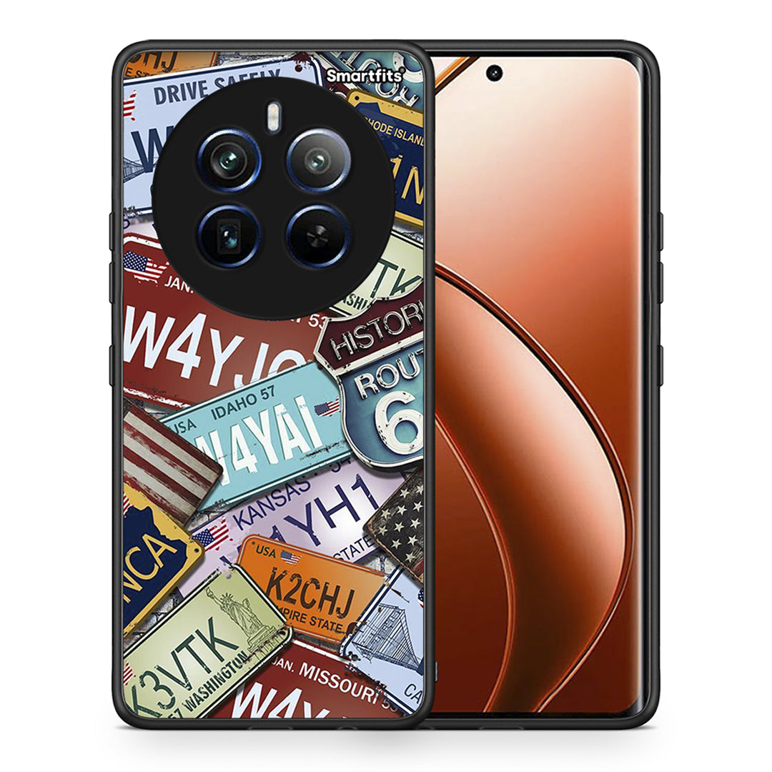 Θήκη Realme 12 Pro 5G / 12 Pro+ Car Plates από τη Smartfits με σχέδιο στο πίσω μέρος και μαύρο περίβλημα | Realme 12 Pro 5G / 12 Pro+ Car Plates case with colorful back and black bezels