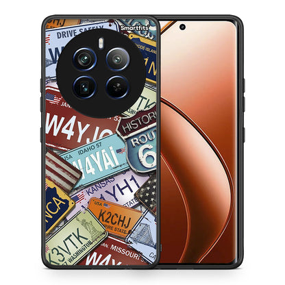 Θήκη Realme 12 Pro 5G / 12 Pro+ Car Plates από τη Smartfits με σχέδιο στο πίσω μέρος και μαύρο περίβλημα | Realme 12 Pro 5G / 12 Pro+ Car Plates case with colorful back and black bezels