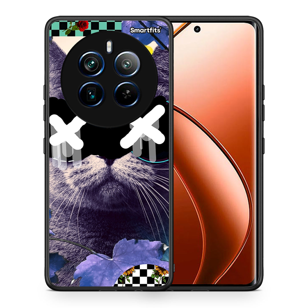 Θήκη Realme 12 Pro 5G / 12 Pro+ Cat Collage από τη Smartfits με σχέδιο στο πίσω μέρος και μαύρο περίβλημα | Realme 12 Pro 5G / 12 Pro+ Cat Collage case with colorful back and black bezels