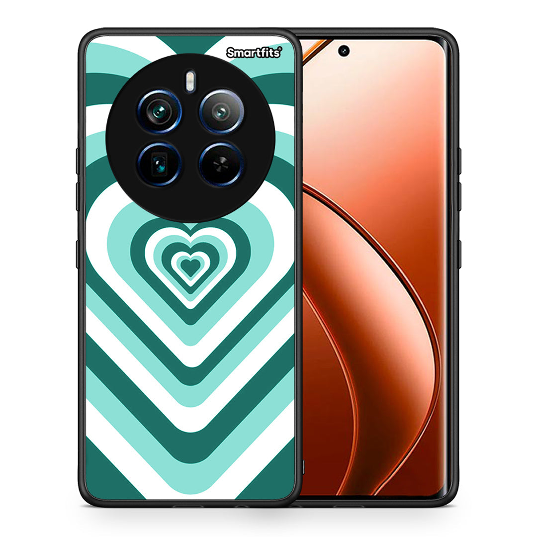 Θήκη Realme 12 Pro 5G / 12 Pro+ Green Hearts από τη Smartfits με σχέδιο στο πίσω μέρος και μαύρο περίβλημα | Realme 12 Pro 5G / 12 Pro+ Green Hearts case with colorful back and black bezels