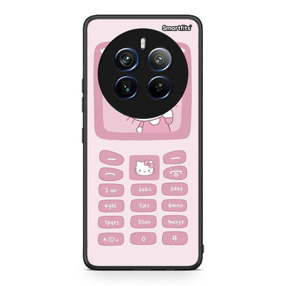 Realme 12 Pro 5G / 12 Pro+ Hello Kitten Θήκη Αγίου Βαλεντίνου από τη Smartfits με σχέδιο στο πίσω μέρος και μαύρο περίβλημα | Smartphone case with colorful back and black bezels by Smartfits