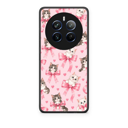 Θήκη Realme 12 Pro 5G / 12 Pro+ Kittens and Pink Bows on Pink από τη Smartfits με σχέδιο στο πίσω μέρος και μαύρο περίβλημα | Realme 12 Pro 5G / 12 Pro+ Kittens and Pink Bows on Pink case with colorful back and black bezels