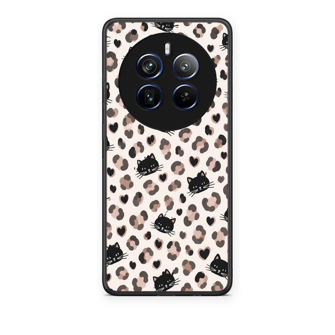 Θήκη Realme 12 Pro 5G / 12 Pro+ Leopard Spots and Black Cats on Cream από τη Smartfits με σχέδιο στο πίσω μέρος και μαύρο περίβλημα | Realme 12 Pro 5G / 12 Pro+ Leopard Spots and Black Cats on Cream case with colorful back and black bezels