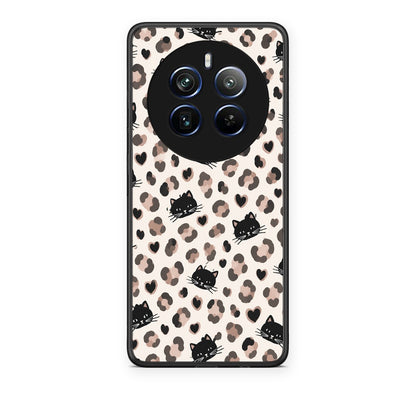 Θήκη Realme 12 Pro 5G / 12 Pro+ Leopard Spots and Black Cats on Cream από τη Smartfits με σχέδιο στο πίσω μέρος και μαύρο περίβλημα | Realme 12 Pro 5G / 12 Pro+ Leopard Spots and Black Cats on Cream case with colorful back and black bezels