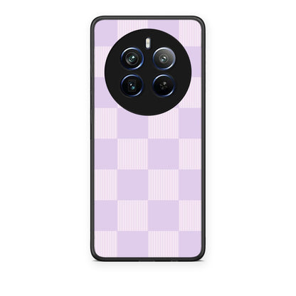 Θήκη Realme 12 Pro 5G / 12 Pro+ Lilac and Cream Striped Checks από τη Smartfits με σχέδιο στο πίσω μέρος και μαύρο περίβλημα | Realme 12 Pro 5G / 12 Pro+ Lilac and Cream Striped Checks case with colorful back and black bezels