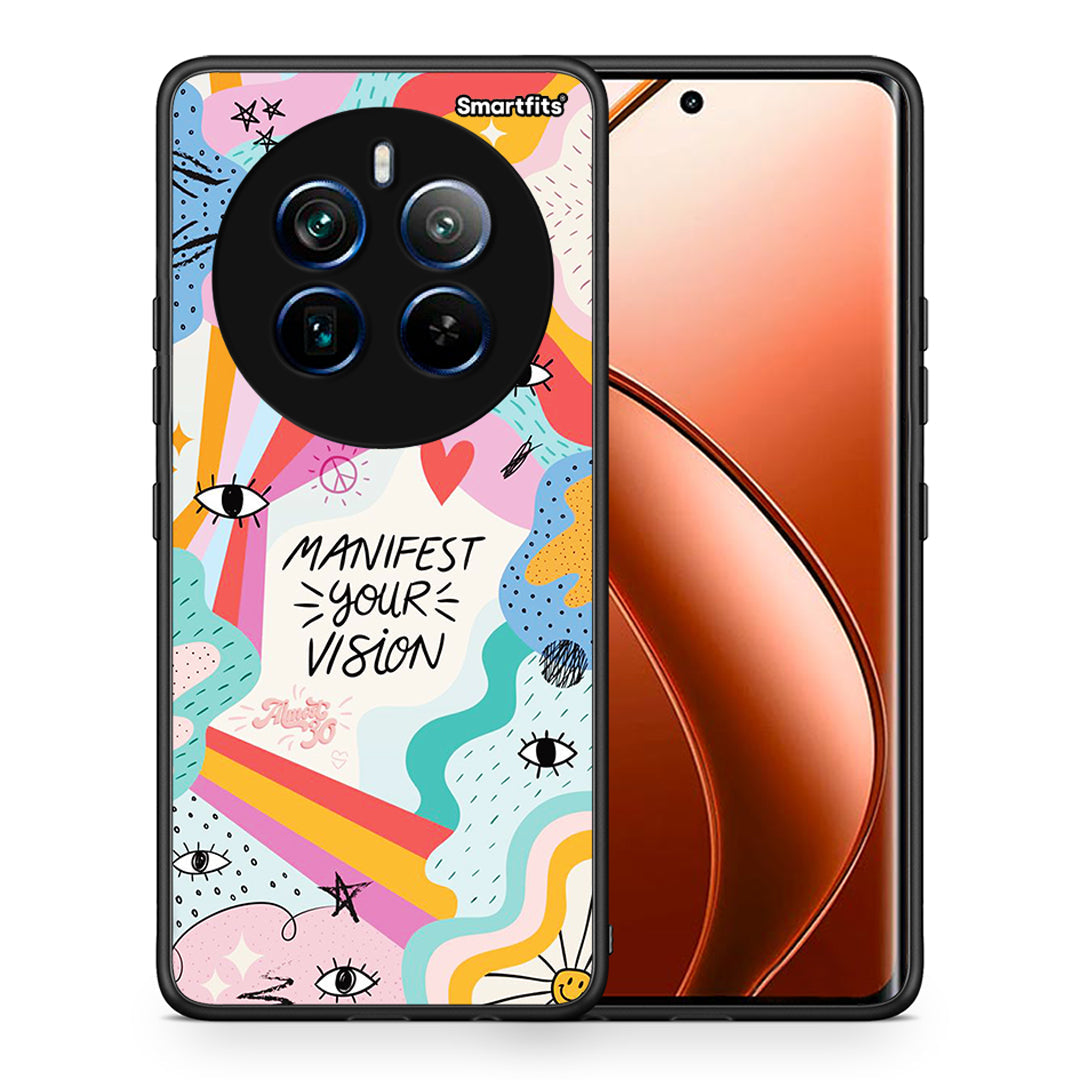 Θήκη Realme 12 Pro 5G / 12 Pro+ Manifest Your Vision από τη Smartfits με σχέδιο στο πίσω μέρος και μαύρο περίβλημα | Realme 12 Pro 5G / 12 Pro+ Manifest Your Vision case with colorful back and black bezels