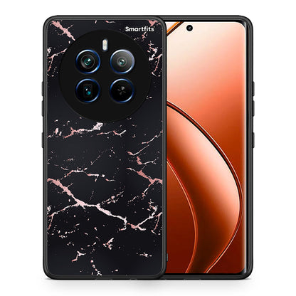Θήκη Realme 12 Pro 5G / 12 Pro+ Black Rosegold Marble από τη Smartfits με σχέδιο στο πίσω μέρος και μαύρο περίβλημα | Realme 12 Pro 5G / 12 Pro+ Black Rosegold Marble case with colorful back and black bezels