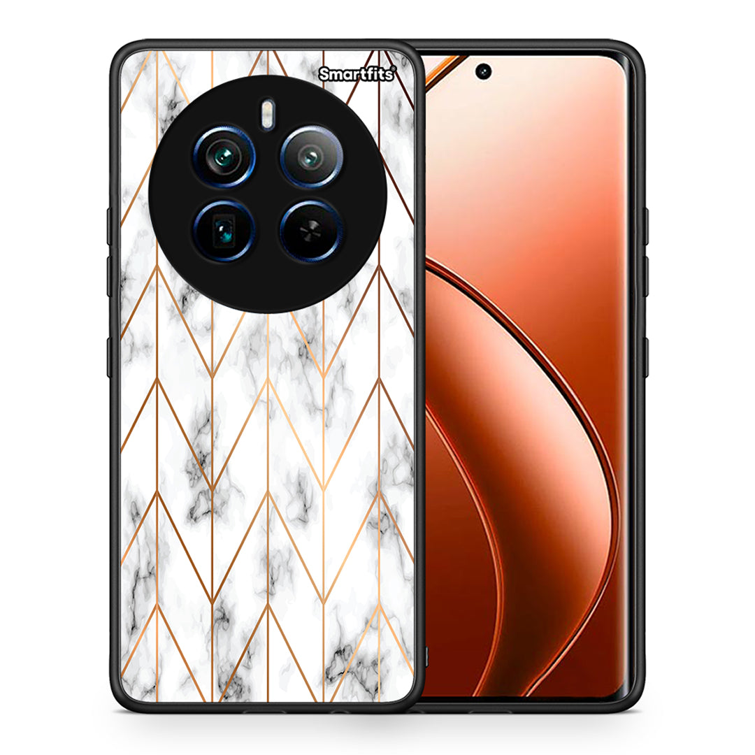 Θήκη Realme 12 Pro 5G / 12 Pro+ Gold Geometric Marble από τη Smartfits με σχέδιο στο πίσω μέρος και μαύρο περίβλημα | Realme 12 Pro 5G / 12 Pro+ Gold Geometric Marble case with colorful back and black bezels