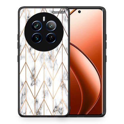 Θήκη Realme 12 Pro 5G / 12 Pro+ Gold Geometric Marble από τη Smartfits με σχέδιο στο πίσω μέρος και μαύρο περίβλημα | Realme 12 Pro 5G / 12 Pro+ Gold Geometric Marble case with colorful back and black bezels
