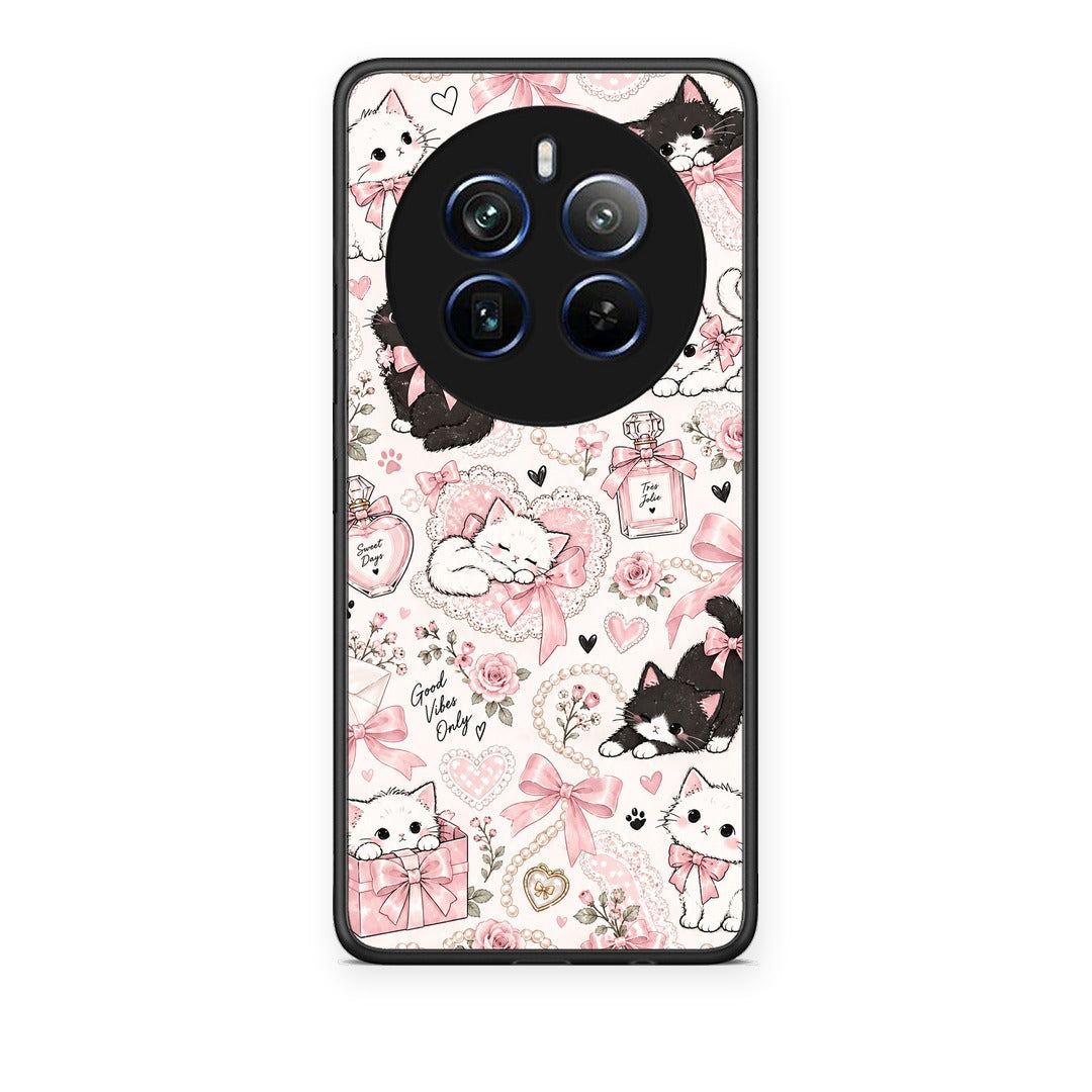 Θήκη Realme 12 Pro 5G / 12 Pro+ Pink Bows and Kittens Collage από τη Smartfits με σχέδιο στο πίσω μέρος και μαύρο περίβλημα | Realme 12 Pro 5G / 12 Pro+ Pink Bows and Kittens Collage case with colorful back and black bezels