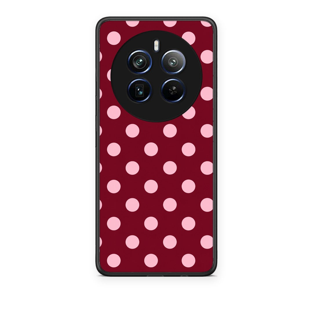 Θήκη Realme 12 Pro 5G / 12 Pro+ Pink Polka Dots on Burgundy από τη Smartfits με σχέδιο στο πίσω μέρος και μαύρο περίβλημα | Realme 12 Pro 5G / 12 Pro+ Pink Polka Dots on Burgundy case with colorful back and black bezels