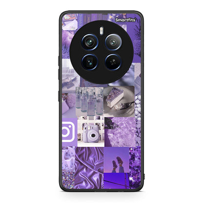 Realme 12 Pro 5G / 12 Pro+ Purple Aesthetic Collage θήκη από τη Smartfits με σχέδιο στο πίσω μέρος και μαύρο περίβλημα | Smartphone case with colorful back and black bezels by Smartfits