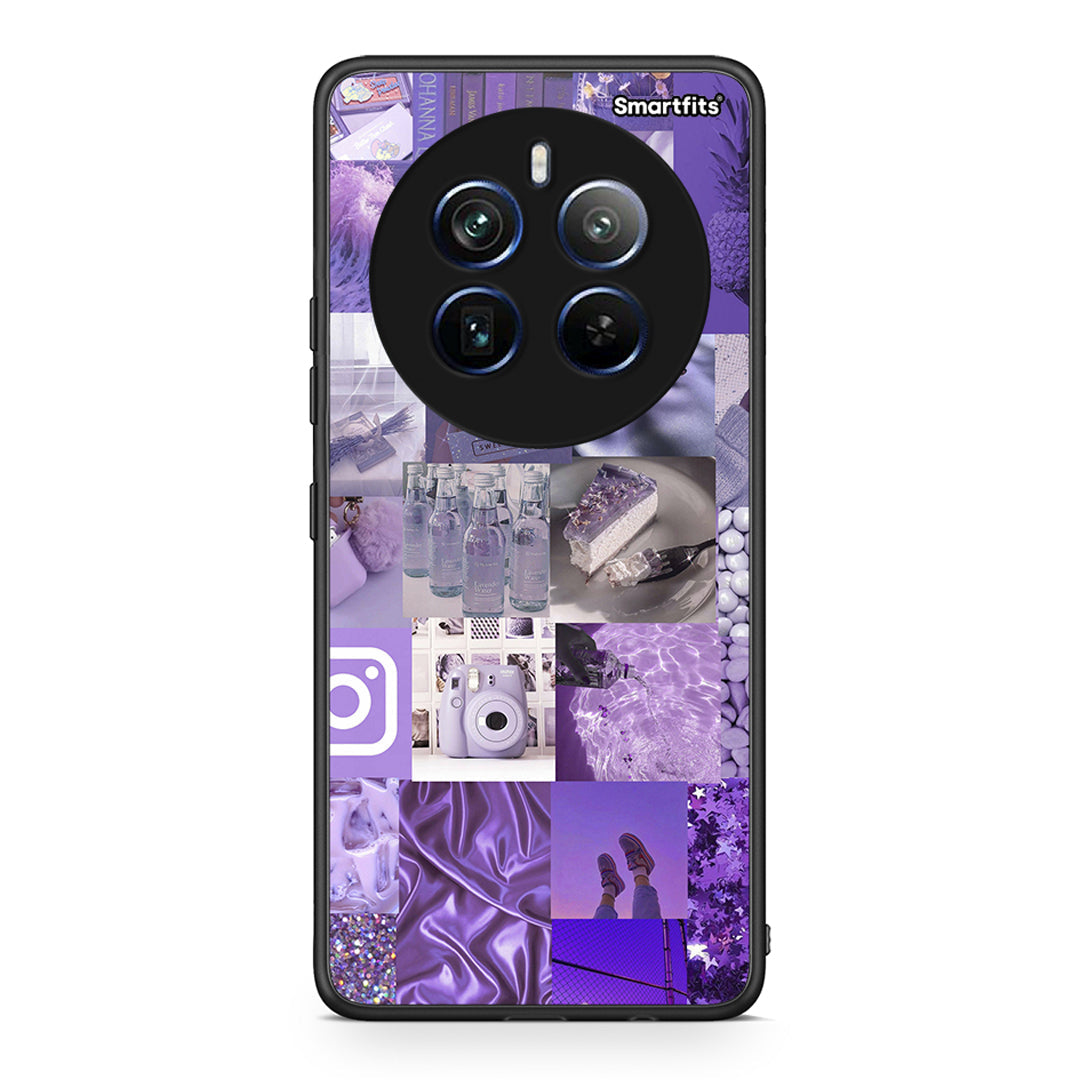 Realme 12 Pro 5G / 12 Pro+ Purple Aesthetic Collage θήκη από τη Smartfits με σχέδιο στο πίσω μέρος και μαύρο περίβλημα | Smartphone case with colorful back and black bezels by Smartfits