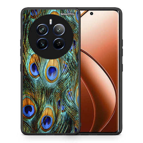 Θήκη Realme 12 Pro 5G / 12 Pro+ Real Peacock Feathers από τη Smartfits με σχέδιο στο πίσω μέρος και μαύρο περίβλημα | Realme 12 Pro 5G / 12 Pro+ Real Peacock Feathers case with colorful back and black bezels