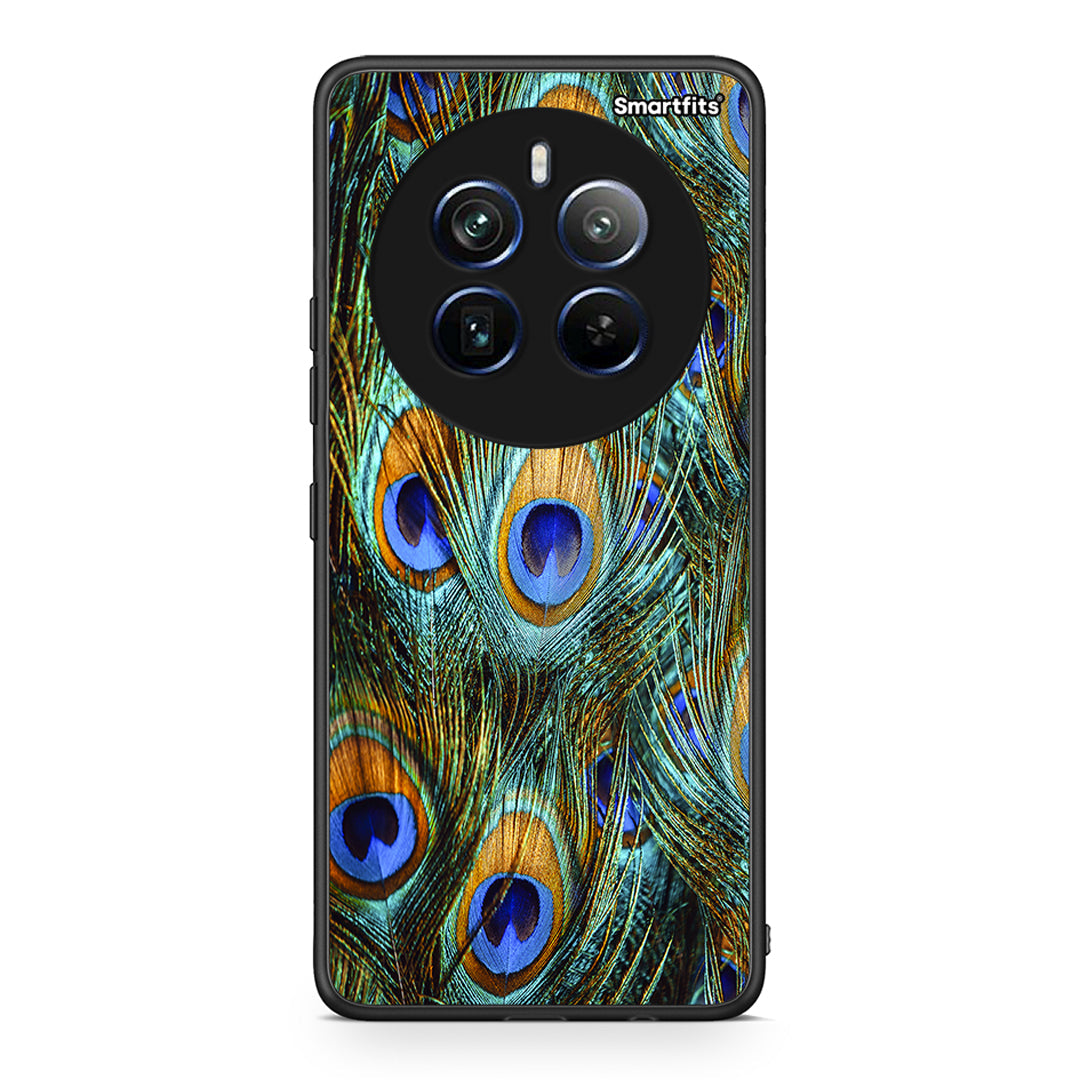Realme 12 Pro 5G / 12 Pro+ Real Peacock Feathers θήκη από τη Smartfits με σχέδιο στο πίσω μέρος και μαύρο περίβλημα | Smartphone case with colorful back and black bezels by Smartfits