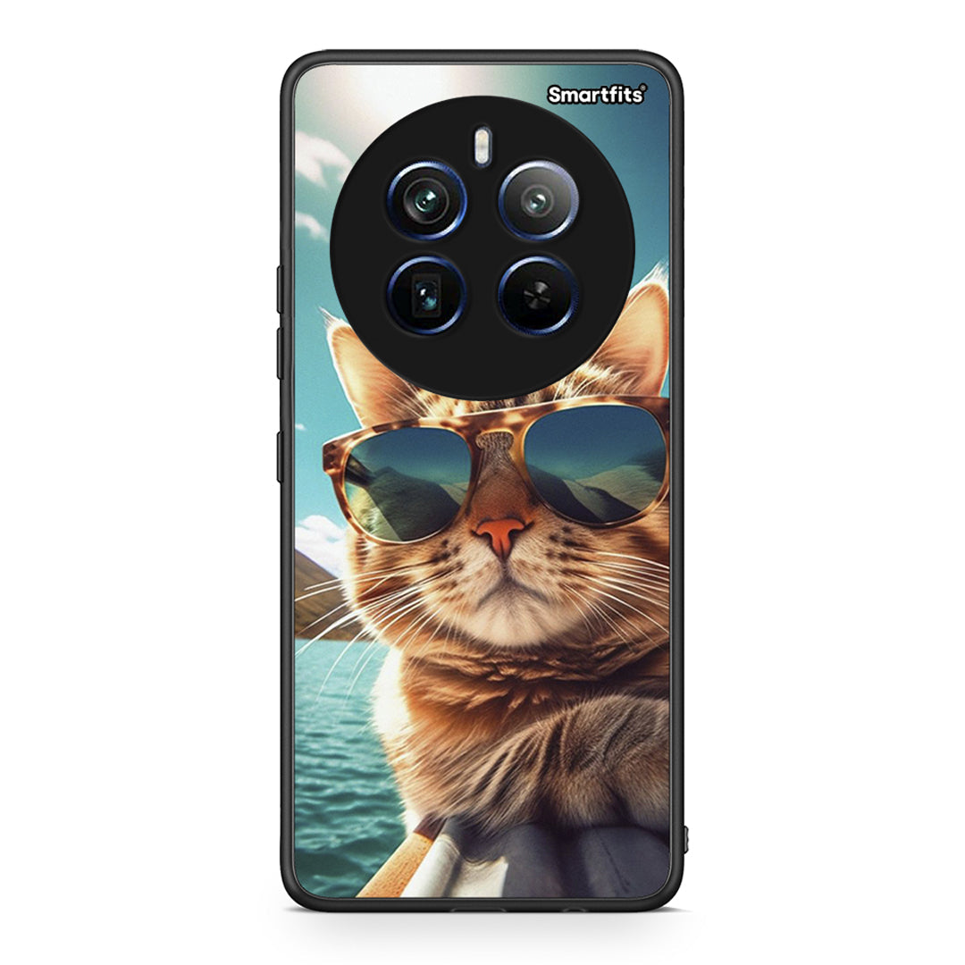 Realme 12 Pro 5G / 12 Pro+ Summer Cat θήκη από τη Smartfits με σχέδιο στο πίσω μέρος και μαύρο περίβλημα | Smartphone case with colorful back and black bezels by Smartfits