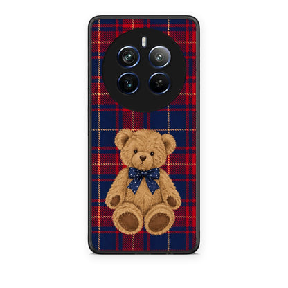 Θήκη Realme 12 Pro 5G / 12 Pro+ Teddy Bear on Red and Navy Tartan από τη Smartfits με σχέδιο στο πίσω μέρος και μαύρο περίβλημα | Realme 12 Pro 5G / 12 Pro+ Teddy Bear on Red and Navy Tartan case with colorful back and black bezels