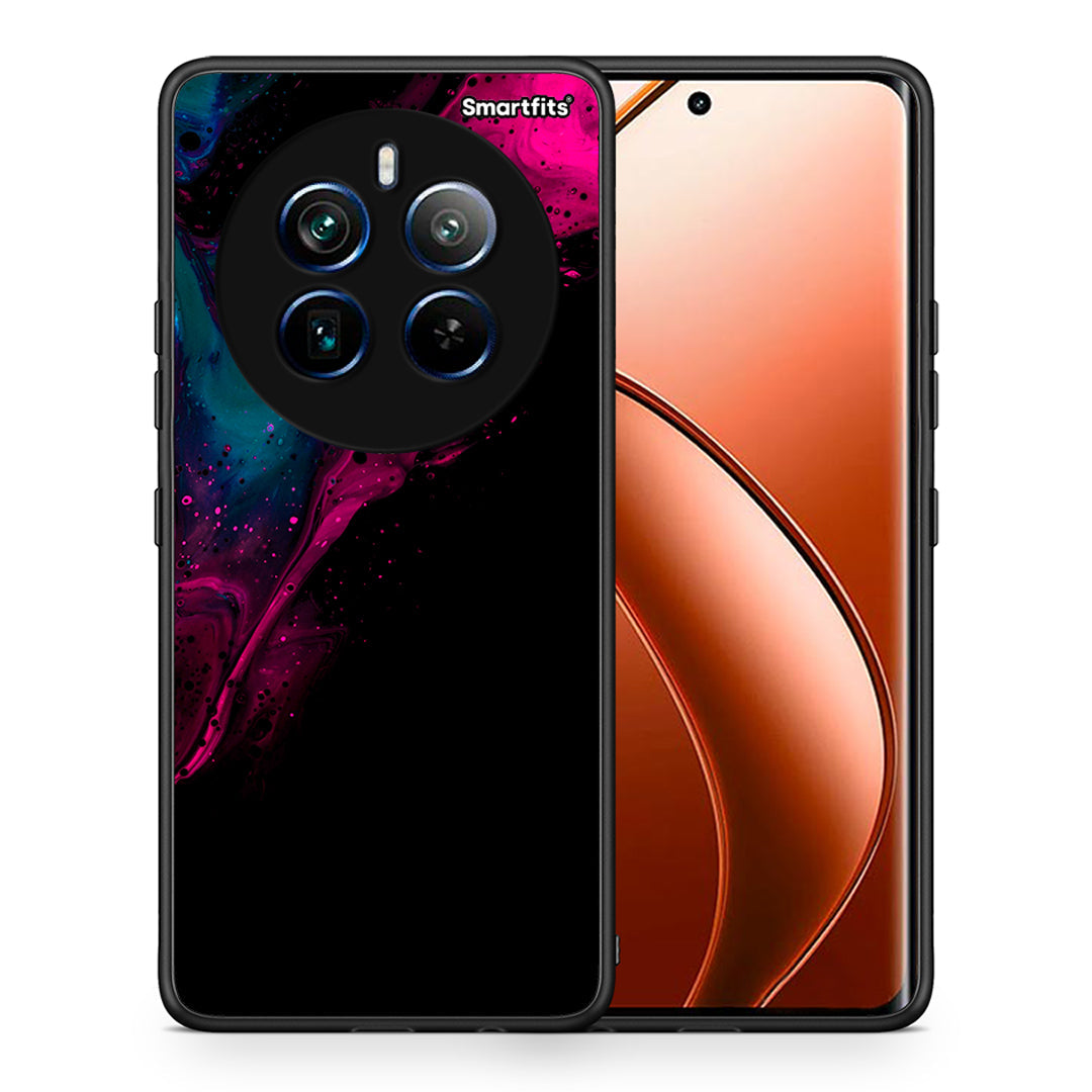 Θήκη Realme 12 Pro 5G / 12 Pro+ Pink Black Watercolor από τη Smartfits με σχέδιο στο πίσω μέρος και μαύρο περίβλημα | Realme 12 Pro 5G / 12 Pro+ Pink Black Watercolor case with colorful back and black bezels