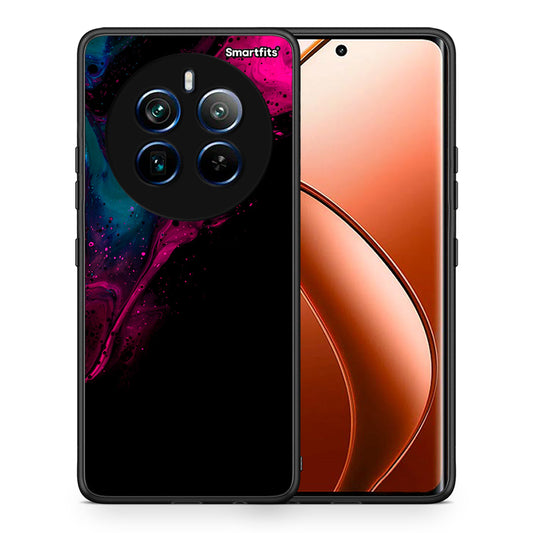 Θήκη Realme 12 Pro 5G / 12 Pro+ Pink Black Watercolor από τη Smartfits με σχέδιο στο πίσω μέρος και μαύρο περίβλημα | Realme 12 Pro 5G / 12 Pro+ Pink Black Watercolor case with colorful back and black bezels