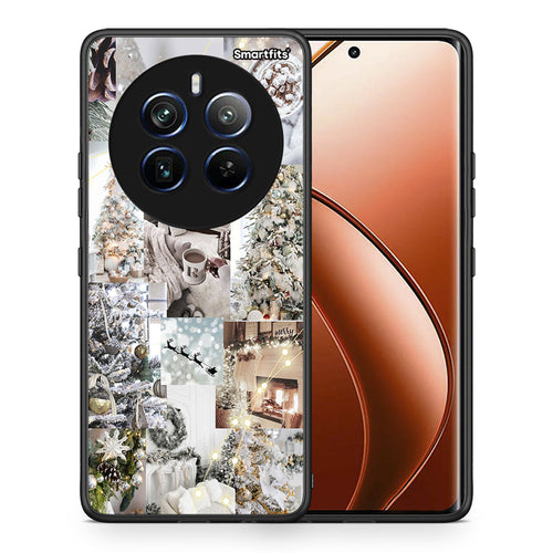 Θήκη Realme 12 Pro 5G / 12 Pro+ White Christmas από τη Smartfits με σχέδιο στο πίσω μέρος και μαύρο περίβλημα | Realme 12 Pro 5G / 12 Pro+ White Christmas case with colorful back and black bezels