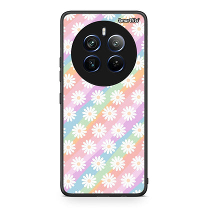 Realme 12 Pro 5G / 12 Pro+ White Daisies θήκη από τη Smartfits με σχέδιο στο πίσω μέρος και μαύρο περίβλημα | Smartphone case with colorful back and black bezels by Smartfits