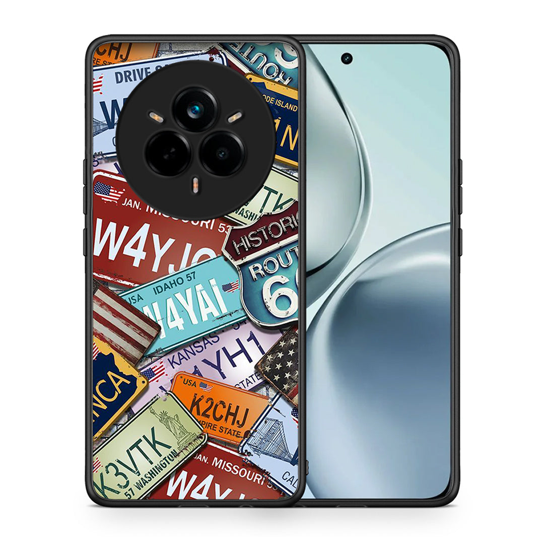 Θήκη Realme 14 Pro Car Plates από τη Smartfits με σχέδιο στο πίσω μέρος και μαύρο περίβλημα | Realme 14 Pro Car Plates case with colorful back and black bezels