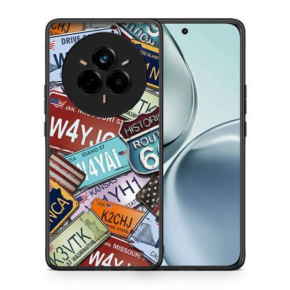 Θήκη Realme 14 Pro Car Plates από τη Smartfits με σχέδιο στο πίσω μέρος και μαύρο περίβλημα | Realme 14 Pro Car Plates case with colorful back and black bezels