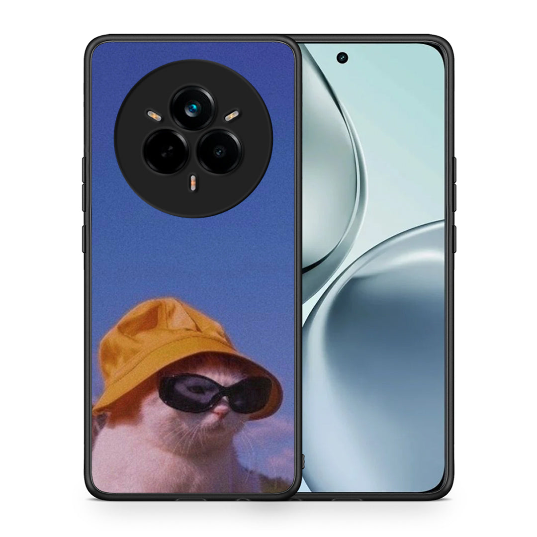 Θήκη Realme 14 Pro Cat Diva από τη Smartfits με σχέδιο στο πίσω μέρος και μαύρο περίβλημα | Realme 14 Pro Cat Diva case with colorful back and black bezels