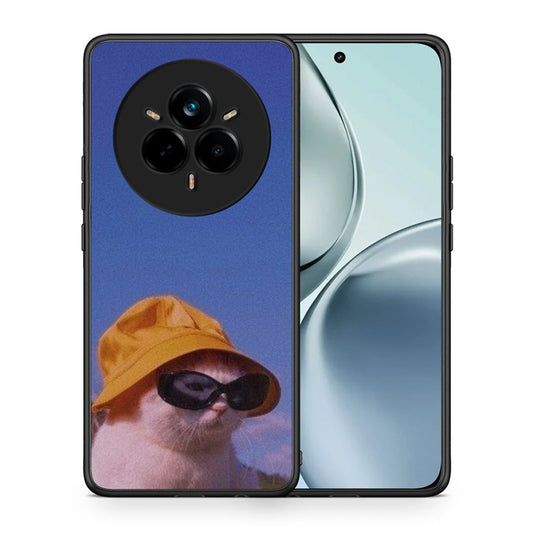 Θήκη Realme 14 Pro Cat Diva από τη Smartfits με σχέδιο στο πίσω μέρος και μαύρο περίβλημα | Realme 14 Pro Cat Diva case with colorful back and black bezels