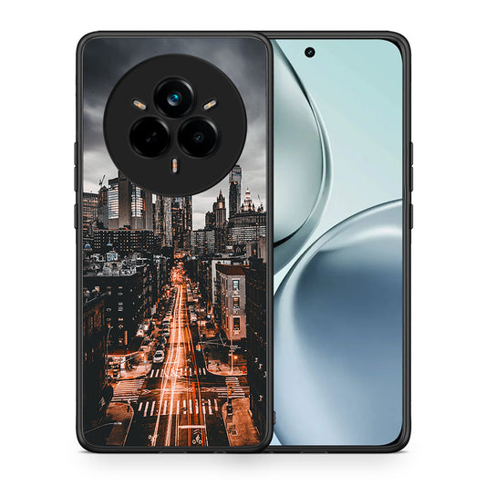 Θήκη Realme 14 Pro City Lights από τη Smartfits με σχέδιο στο πίσω μέρος και μαύρο περίβλημα | Realme 14 Pro City Lights case with colorful back and black bezels