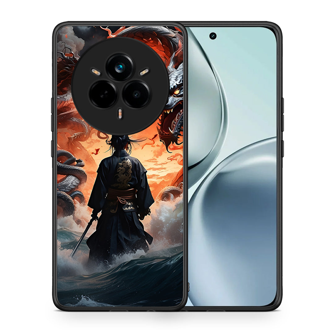 Θήκη Realme 14 Pro Dragons Fight από τη Smartfits με σχέδιο στο πίσω μέρος και μαύρο περίβλημα | Realme 14 Pro Dragons Fight case with colorful back and black bezels