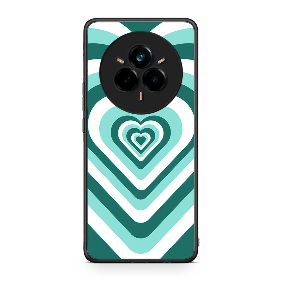 Realme 14 Pro Green Hearts θήκη από τη Smartfits με σχέδιο στο πίσω μέρος και μαύρο περίβλημα | Smartphone case with colorful back and black bezels by Smartfits