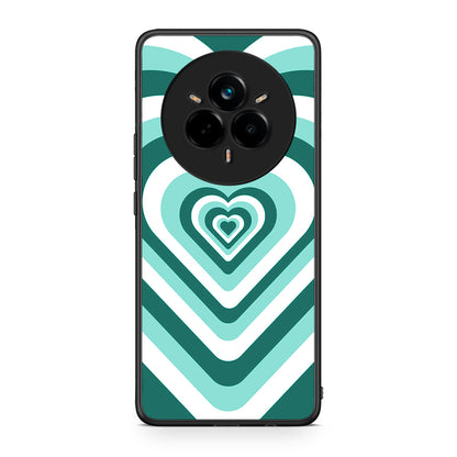 Realme 14 Pro Green Hearts θήκη από τη Smartfits με σχέδιο στο πίσω μέρος και μαύρο περίβλημα | Smartphone case with colorful back and black bezels by Smartfits