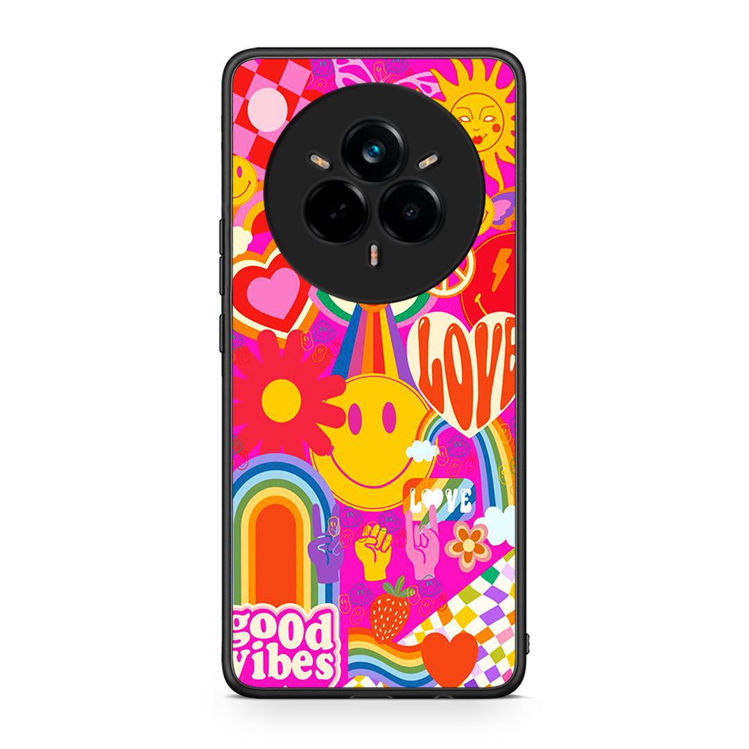 Realme 14 Pro Hippie Love θήκη από τη Smartfits με σχέδιο στο πίσω μέρος και μαύρο περίβλημα | Smartphone case with colorful back and black bezels by Smartfits