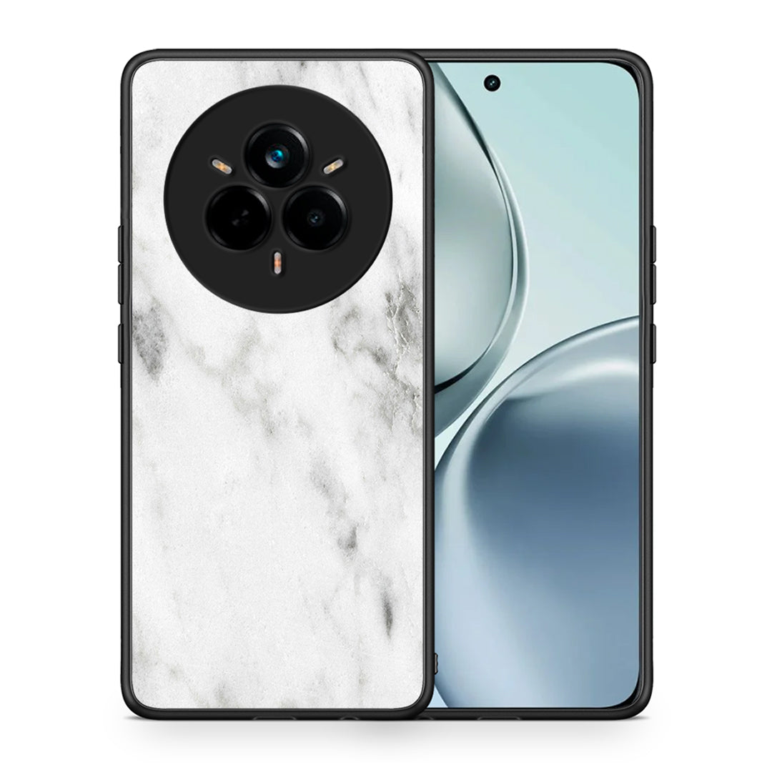 Θήκη Realme 14 Pro White Marble από τη Smartfits με σχέδιο στο πίσω μέρος και μαύρο περίβλημα | Realme 14 Pro White Marble case with colorful back and black bezels