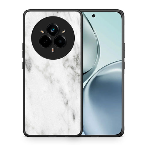 Θήκη Realme 14 Pro White Marble από τη Smartfits με σχέδιο στο πίσω μέρος και μαύρο περίβλημα | Realme 14 Pro White Marble case with colorful back and black bezels
