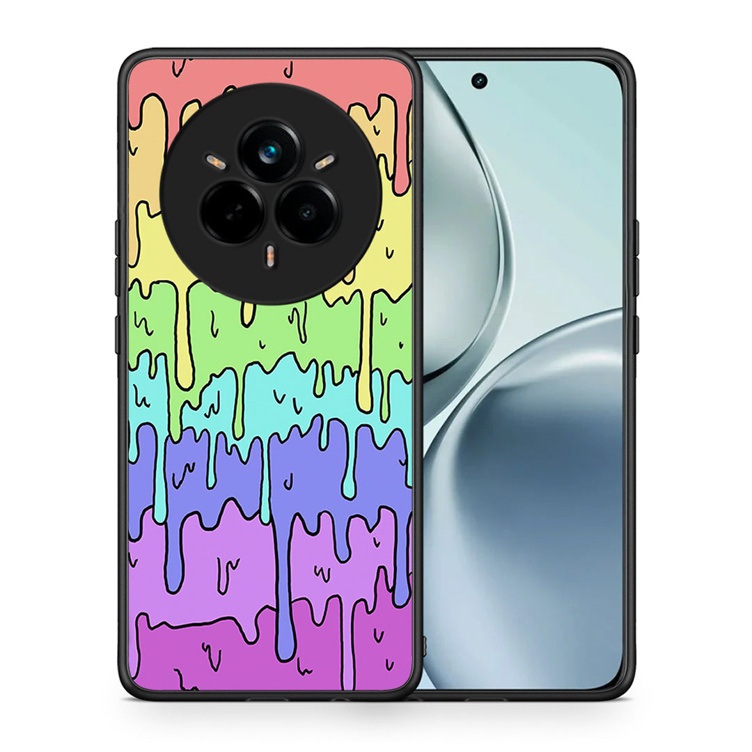 Θήκη Realme 14 Pro Melting Rainbow από τη Smartfits με σχέδιο στο πίσω μέρος και μαύρο περίβλημα | Realme 14 Pro Melting Rainbow case with colorful back and black bezels