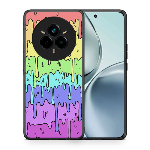 Θήκη Realme 14 Pro Melting Rainbow από τη Smartfits με σχέδιο στο πίσω μέρος και μαύρο περίβλημα | Realme 14 Pro Melting Rainbow case with colorful back and black bezels