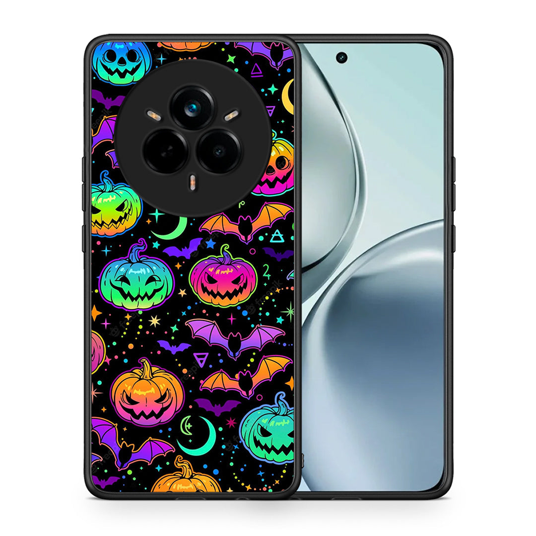Θήκη Realme 14 Pro Neon Halloween από τη Smartfits με σχέδιο στο πίσω μέρος και μαύρο περίβλημα | Realme 14 Pro Neon Halloween case with colorful back and black bezels
