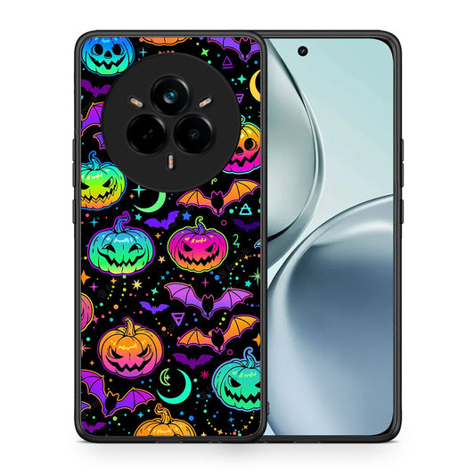 Θήκη Realme 14 Pro Neon Halloween από τη Smartfits με σχέδιο στο πίσω μέρος και μαύρο περίβλημα | Realme 14 Pro Neon Halloween case with colorful back and black bezels