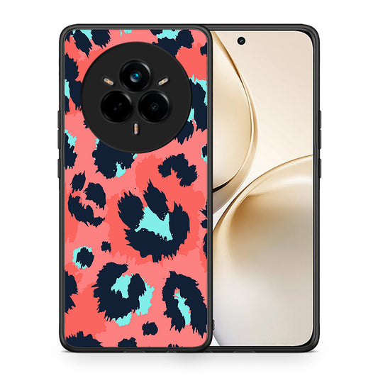 Θήκη Realme 14 Pro Plus Pink Leopard Animal από τη Smartfits με σχέδιο στο πίσω μέρος και μαύρο περίβλημα | Realme 14 Pro Plus Pink Leopard Animal case with colorful back and black bezels
