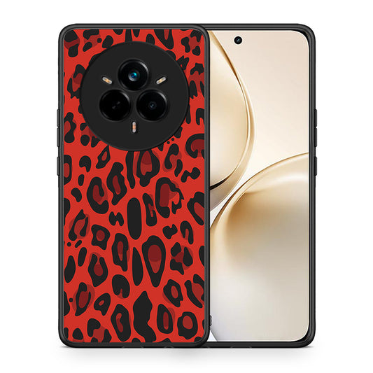 Θήκη Realme 14 Pro Plus Red Leopard Animal από τη Smartfits με σχέδιο στο πίσω μέρος και μαύρο περίβλημα | Realme 14 Pro Plus Red Leopard Animal case with colorful back and black bezels